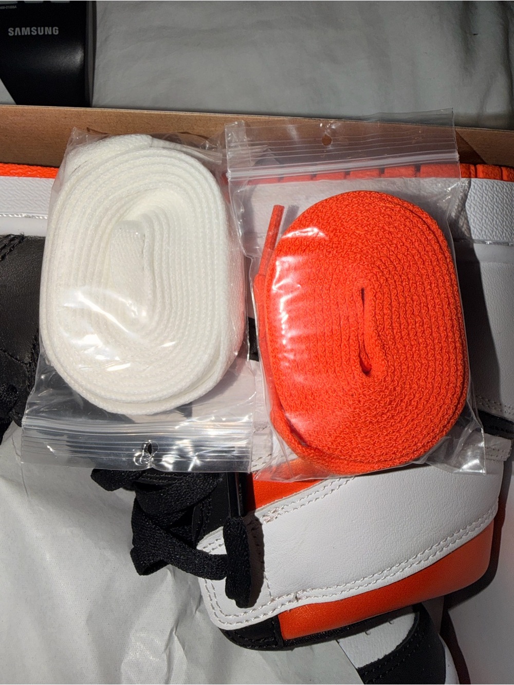 Jordan Men's High-Top Sneakers — Black/White with Orange Accent - Picture 5 of 7